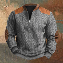 Load image into Gallery viewer, Men&#39;s Vintage Geometric Jacquard Stitching Knit Zip-Up Sweatshirt