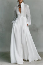 Load image into Gallery viewer, Casual Cotton Linen Maxi Dress High Waist Stand Collar Daily