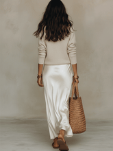 Load image into Gallery viewer, Effortless Ivory Knit &amp; Satin Midi Ensemble