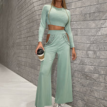 Load image into Gallery viewer, Solid Color Hollow Chain Crop Top Two-piece