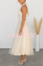 Load image into Gallery viewer, Fairy Vibes Tulle Gathered Detail Halter Maxi Dress