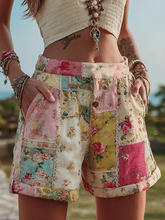 Load image into Gallery viewer, Women's Floral Panel Casual Shorts
