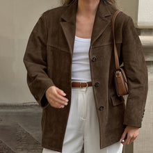 Load image into Gallery viewer, Vintage Brown Lapel Suede Coat