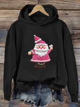 Load image into Gallery viewer, Women&#39;s Pink Santa Print Hoodie