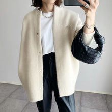Load image into Gallery viewer, Retro Solid Color Loose Button Pocket Knitted Cardigan