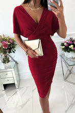 Load image into Gallery viewer, Gorgeous Day Batwing Sleeve Ruched Midi Dress