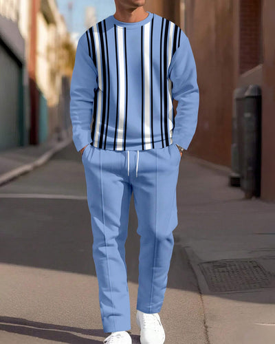 Men's Colorblock Round Neck Casual Sports Set 004