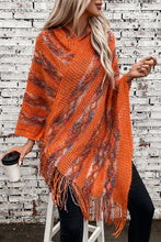 Load image into Gallery viewer, Stylish Colorful Striped Tassel Hem Knitted Hooded Shawl Cape