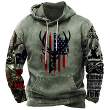 Load image into Gallery viewer, Vintage Hooded Flag Deer Print Hoodie