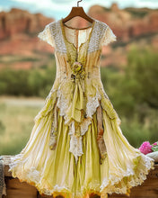 Load image into Gallery viewer, Summer Vintage Floral Lace Patchwork Orange  Dress 9144