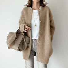 Load image into Gallery viewer, Retro Solid Color Loose Button Pocket Knitted Cardigan