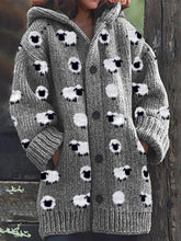 Load image into Gallery viewer, Lovely Fuzzy Sheep Pattern Cozy Hooded Cardigan