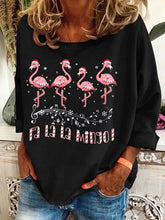 Load image into Gallery viewer, Women's Christmas Flamingo Print Casual Sweatshirt