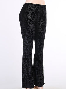 Halloween Gothic Dark Flocking Embossed Boot Cut Pants