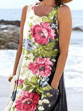 Load image into Gallery viewer, Women's Floral Art Print Pocket Casual Resort Comfort Maxi Dress