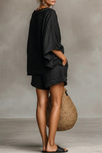 Load image into Gallery viewer, Women's Minimalist Linen Blend Lace Boat Neck Blouse And Shorts Set