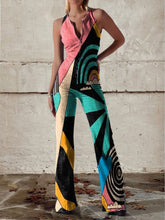 Load image into Gallery viewer, Women's Vintage Hippie Art Print Casual Denim Jumpsuit