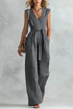 Load image into Gallery viewer, V-Neck Lace-Up Jumpsuit