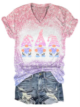 Load image into Gallery viewer, Valentine's Glitter Gnome V-Neck T-Shirt