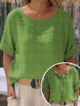 Load image into Gallery viewer, Women's Vintage Floral Pattern Art Print Front And Back Wear Short Sleeve Cotton Shirt