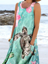 Load image into Gallery viewer, Women's Sea Turtle Ocean Art Print Pocket Casual Resort Comfort Maxi Dress