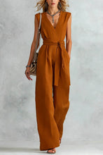 Load image into Gallery viewer, V-Neck Lace-Up Jumpsuit