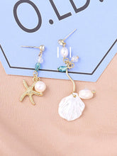 Load image into Gallery viewer, Women's Bohemian Long Pearl Shell Conch Earrings