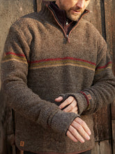 Load image into Gallery viewer, Vintage Warmth Chest Stripes Knit Jacquard Icelandic Half Zip Collar Sweater（Unisex ）
