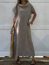 Load image into Gallery viewer, Women's Turndown Collar Linen Pocket Dress