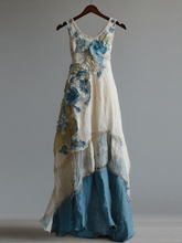 Load image into Gallery viewer, Women's Vintage Oil Painting Floral Art Gradient Linen Sleeveless Dress