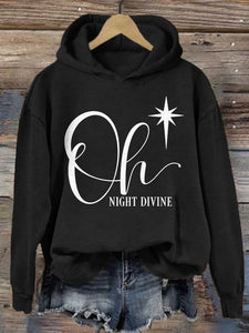 Women's Christmas Oh Night Divine Printed Casual Hoodie