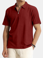 Load image into Gallery viewer, Men's Solid Color Waffle Casual Daily Short Sleeve Polo Shirt