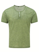 Load image into Gallery viewer, Men's Summer Solid Button Textured Short Sleeve Henley Shirt