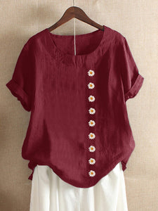 Women's Daisy Round Neck Loose Blouse