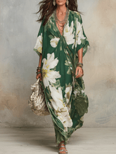 Load image into Gallery viewer, Emerald Bloom Flowing Bohemian Maxi Dress