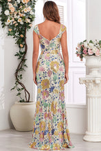 Load image into Gallery viewer, Evening Gown Gold Sequin V Neck Sleeveless Sheath Maxi Dress