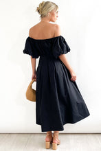 Load image into Gallery viewer, Everyday Orange Off The Shoulder Puff Sleeve Midi Dress