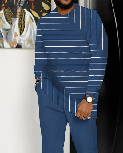 Men's Retro Abstract Art Pattern Walking Suit Long Sleeve Suit