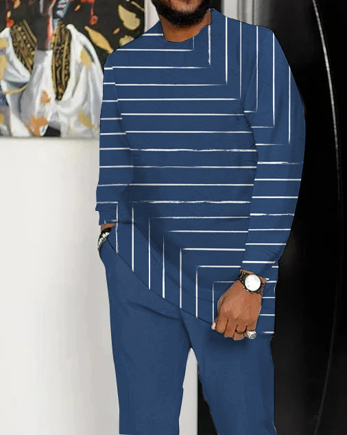 Men's Retro Abstract Art Pattern Walking Suit Long Sleeve Suit