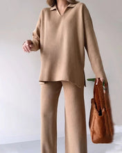 Load image into Gallery viewer, V-neck casual slit knitted two-piece set