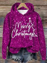 Load image into Gallery viewer, Women&#39;s Shiny Christmas Print Hooded Sweatshirt