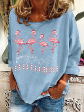Load image into Gallery viewer, Women's Christmas Flamingo Print Casual Sweatshirt