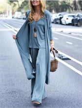 Load image into Gallery viewer, Women&#39;s Fashion Loose Fitting Three Piece V-neck Strap+Straight Pants+Long Cardigan