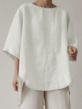 Load image into Gallery viewer, Women's Casual Pure Color Half Sleeve Cotton And Linen Shirt
