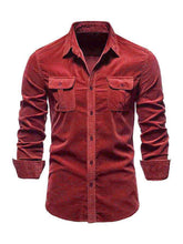 Load image into Gallery viewer, Men's Casual Corduroy Double Pocket Solid Color Long Sleeve Shirt