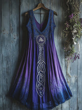 Load image into Gallery viewer, Viking Celtic Art Gradient  Linen Tank Dress
