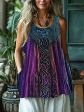 Load image into Gallery viewer, Vintage Celtic Mythology Gradient Lace Linen Tank