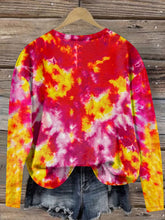 Load image into Gallery viewer, Vintage Tie-Dye Heart Print Crew Neck Sweatshirt