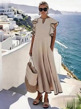 Load image into Gallery viewer, Women'S Holiday Loose Ruffled Cotton And Linen Dress