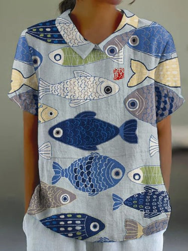 Women's Fish Art Short-sleeved Top